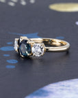 SAPPHIRE BLACK & WHITE DIAMOND | Yellow Gold