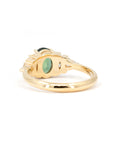 Back view or Teal Sapphire Diamond Ring – A sophisticated engagement ring combining bold color gemstones and refined craftsmanship.