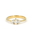 Heart & Pear Trinity Diamond Ring in yellow gold, handcrafted by Bena Jewelry in Montreal.