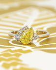 PEAR YELLOW DIAMOND ASYMMETRICAL HALO | Yellow Gold