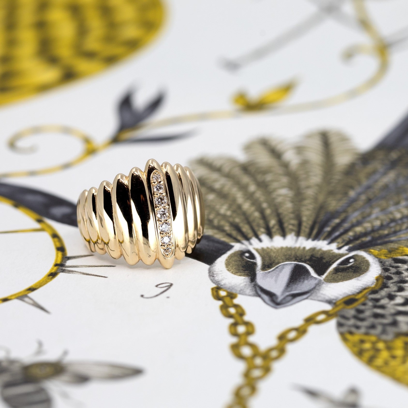 The Pigalle ring is part of the Fancy Edgy collection by independent Canadian designer Bena Jewelry. Made with diamonds, this ring is minimalist and super cool with a bold style. This unisex fine jewelry is available at Montreal's finest jewelry store Ruby Mardi.