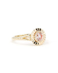 PINK DIAMOND BEZEL SET MILIGRAIN RING | Yellow Gold