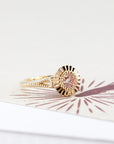 PINK DIAMOND BEZEL SET MILIGRAIN RING | Yellow Gold
