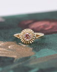 PINK DIAMOND BEZEL SET MILIGRAIN RING | Yellow Gold