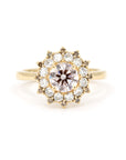 PINK DIAMOND WHITE HALO SOLEIL RING | Yellow Gold