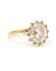 PINK DIAMOND WHITE HALO SOLEIL RING | Yellow Gold
