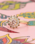 PINK DIAMOND WHITE HALO SOLEIL RING | Yellow Gold