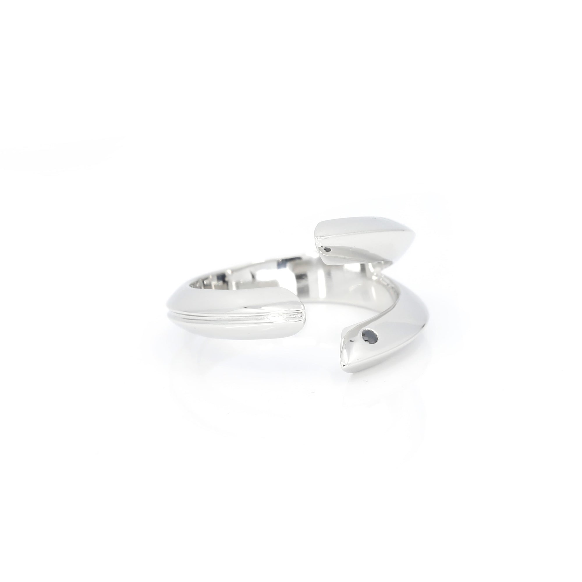 Platinium Custom Fangs Ring With Black Diamond