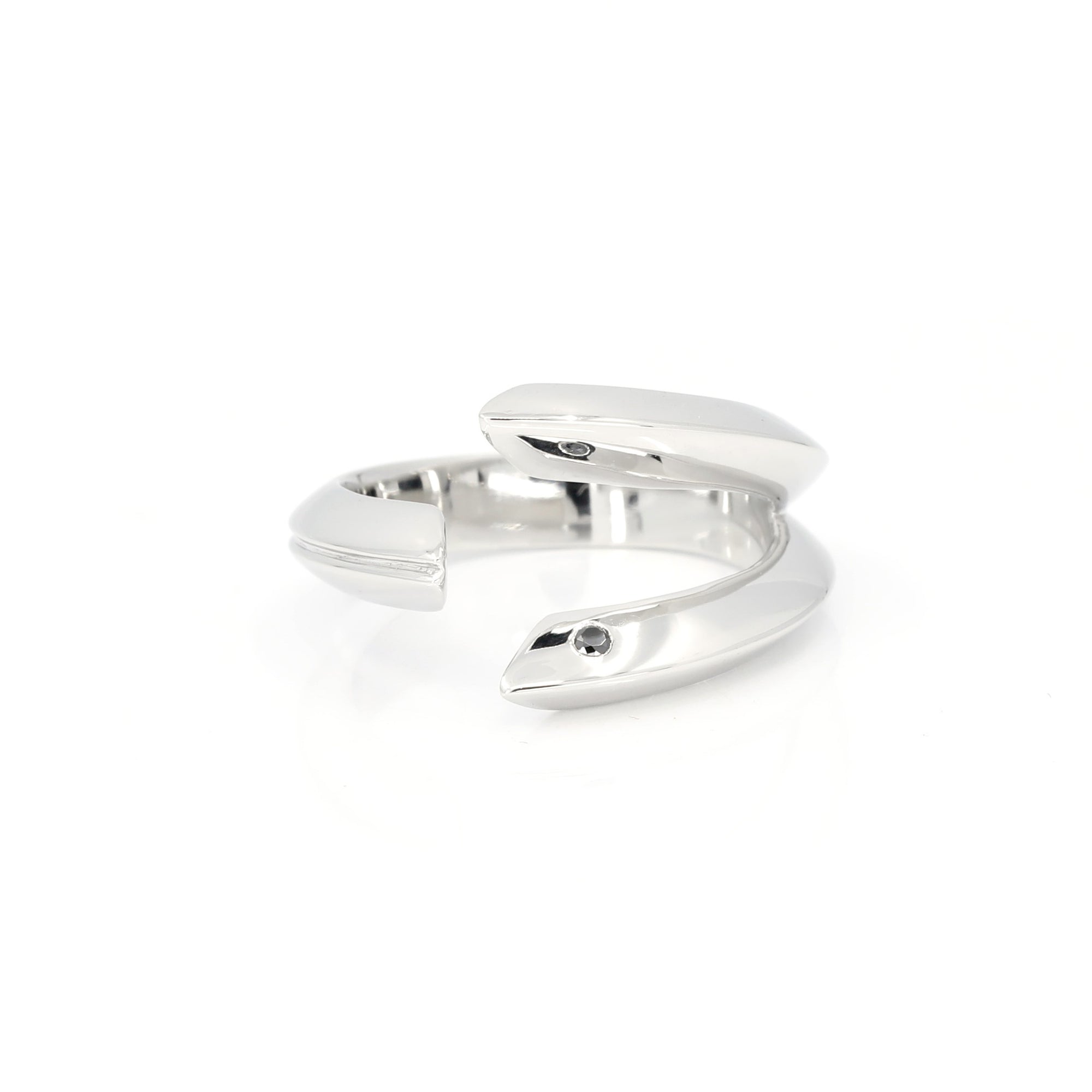 Platinium Custom Fangs Ring With Black Diamond