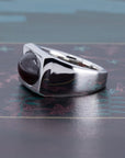 CABOCHON GARNET SIGNET RING | Platimum