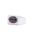 CABOCHON GARNET SIGNET RING | Platimum