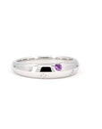 Platium Men Wedding Band Pink Sapphire & Diamond Bezel Setting