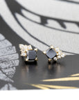 PRINCESS BLACK DIAMOND STUDS | Yellow Gold