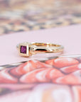 PRINCESS RUBY BEZEL SET VINTAGE LOOK RING | Yellow Gold