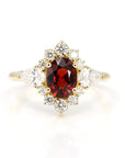 pyrope garnet diamond engagement ring custom made in montreal by bena jewelry on white background