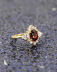 custom made diamond engagement and red oval shape gemstone manufacture in montreal by bena jewelry