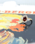 Oval Shape Pyope Garnet & Pear Shape Diamond Ring