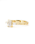 BAGUETTE DIAMOND FLORAL TEXTURED BAND | Yellow Gold