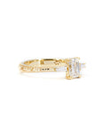 BAGUETTE DIAMOND FLORAL TEXTURED BAND | Yellow Gold