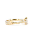BAGUETTE DIAMOND FLORAL TEXTURED BAND | Yellow Gold