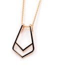 Ring Holder Pendant in Rose Gold on white background – A modern and edgy pendant designed to hold a ring, crafted by Bena Jewelry in Montreal.