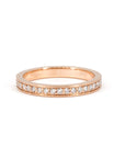 Elegant rose gold wedding band with 1.50 mm lab-grown diamonds in a pinpoint setting, handcrafted by Bena Jewelry in Montreal, Quebec. The perfect blend of luxury and sustainability for a timeless look.