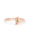 Edgy rose gold engagement ring featuring a natural yellow diamond by Bena Jewelry, showcased on a clean white background. Custom-made in Montreal, Canada.