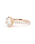 Six Claws Round Diamond Rose Gold Engagement Ring