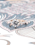 Six Claws Round Diamond Rose Gold Engagement Ring