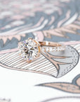 Six Claws Round Diamond Rose Gold Engagement Ring