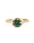 ROUND GREEN SAPPHIRE MARQUISE SIDE DIAMOND | Yellow Gold