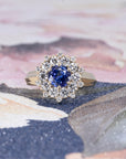 ROUND BLUE SAPPHIRE SOLEIL RING | Yellow Gold