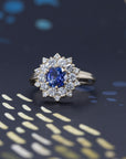 ROUND BLUE SAPPHIRE SOLEIL RING | Yellow Gold