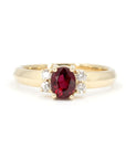 Oval Shape Ruby & Diamond Yellow Gold Ring