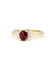 Oval Shape Ruby & Diamond Yellow Gold Ring