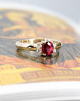 Oval Shape Ruby & Diamond Yellow Gold Ring