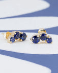 ROYAL BLUE SAPPHIRE STUDS EARRINGS | Yellow Gold