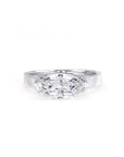STEP CUT DIAMOND TEXTURED RING | White Gold