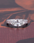 STEP CUT DIAMOND TEXTURED RING | White Gold