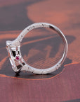 STEP CUT DIAMOND TEXTURED RING | White Gold