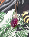 Pear Shape Cabochon Tourmaline & Diamond Pendant