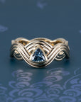 TRILLION TEAL SAPPHIRE WAVY RING | Yellow Gold