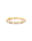 Marquise and round diamond wedding band in yellow gold, handcrafted by Bena Jewelry in Montreal.