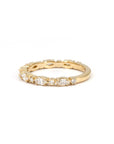 Custom-made marquise diamond wedding band in yellow gold, a sophisticated bridal ring handcrafted in Montreal.