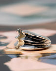 Top-down view of Crush Ring in White Gold – A unique fine jewelry creation, blending bold design with expert craftsmanship.