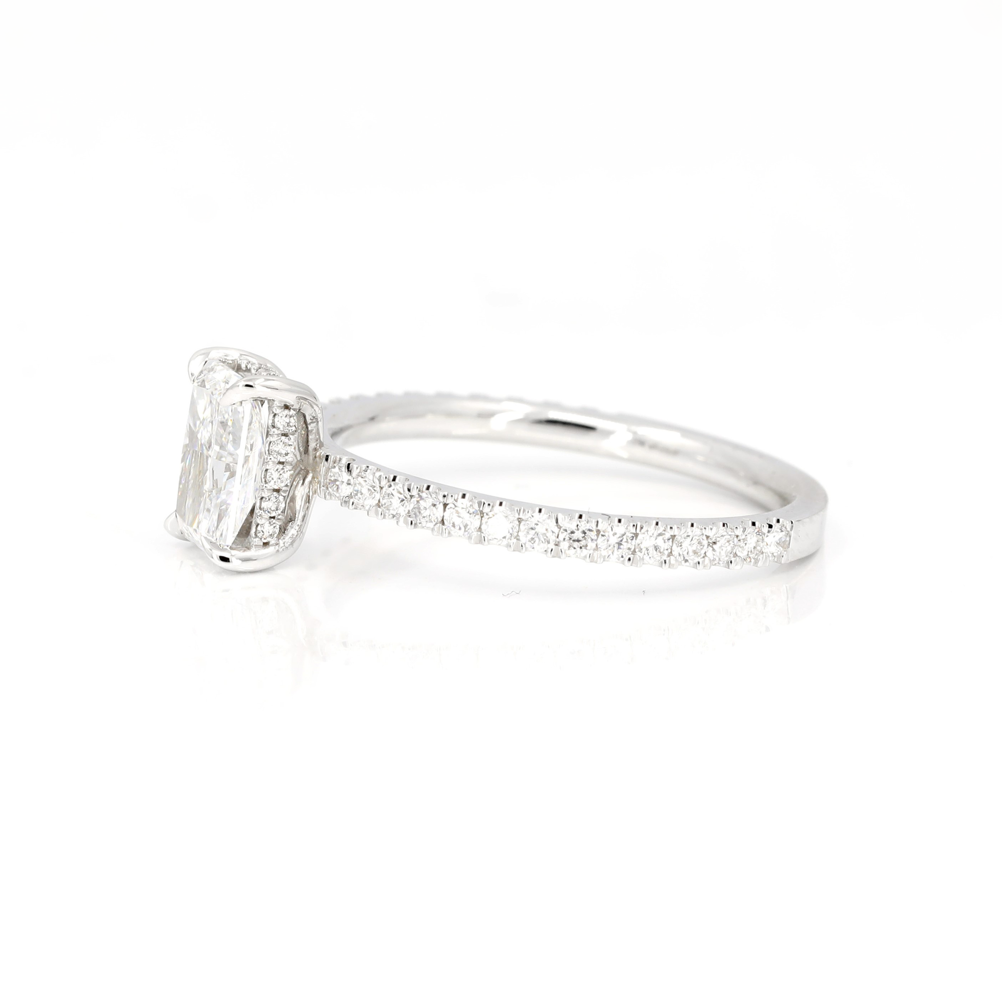Solitaire Radiant Diamond White Gold Engagement Ring