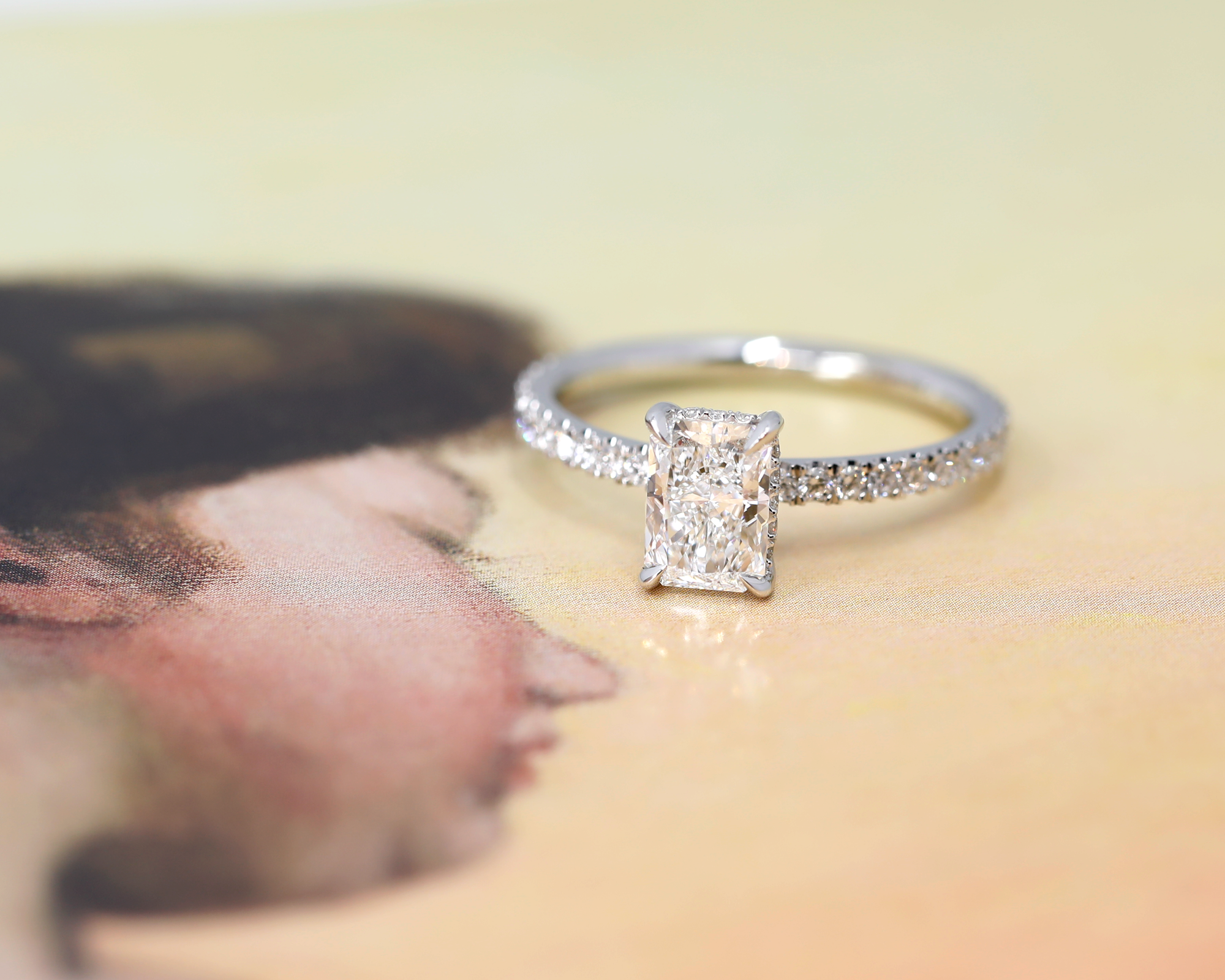 Solitaire Radiant Diamond White Gold Engagement Ring