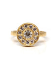 Yellow Gold Miligrain Diamond Halo Boldy Engagement Ring