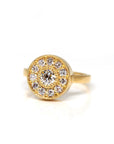 Yellow Gold Miligrain Diamond Halo Boldy Engagement Ring