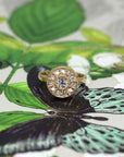 Yellow Gold Miligrain Diamond Halo Boldy Engagement Ring